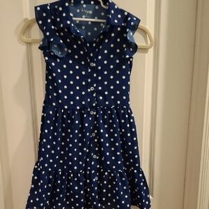 Kidpik Navy Polka Dot Casual Dress